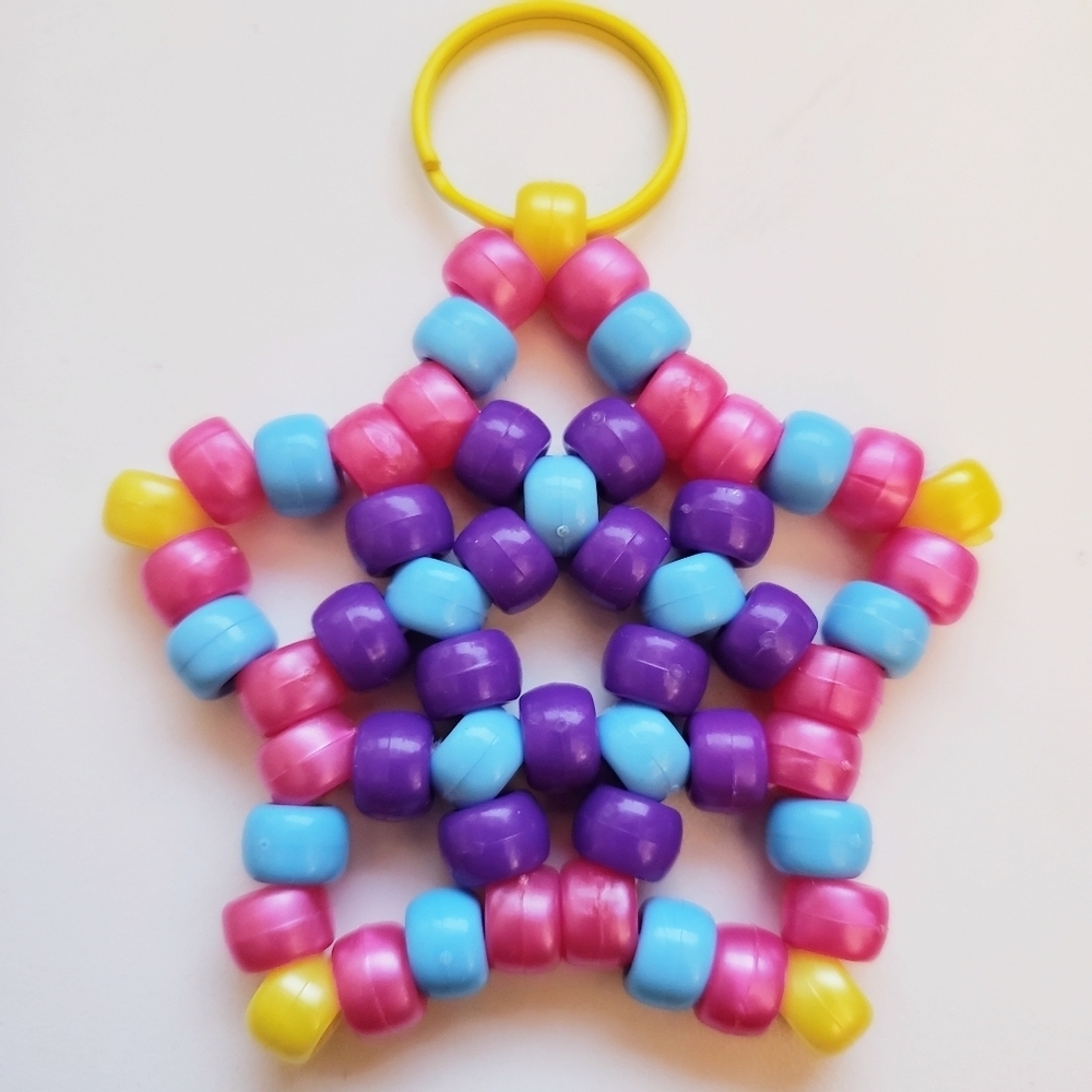 Handmade Turquoise Purple Metallic Pink Yellow Stretchy Kandi Star Keychain